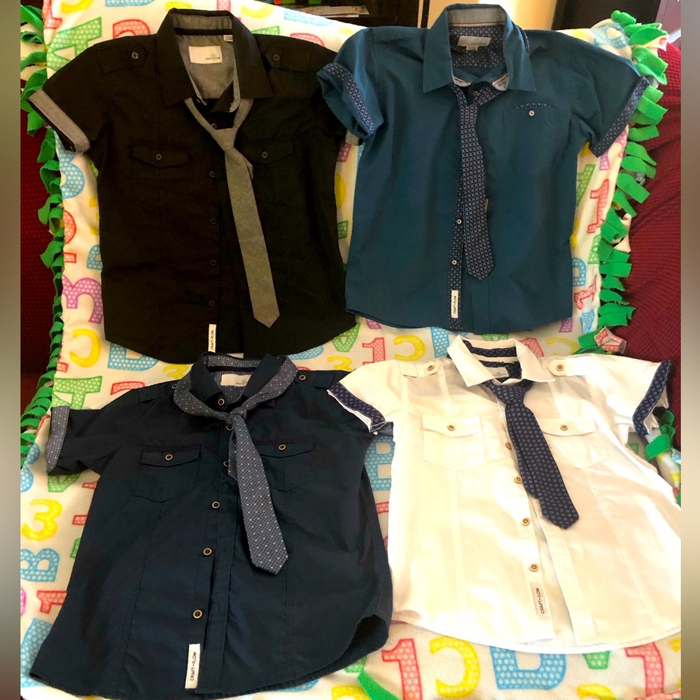 4 Craft & Flow Button Down Shirts with Matching Ties
